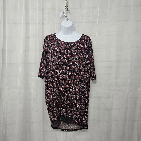 LuLaRoe Black Pink Floral Short Sleeve Tee Hi-Low Boho M - Picture 1 of 10